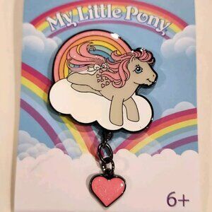 Loungefly My Little Pony Heart Dangle Rainbow Glitter Enamel Pin NEW